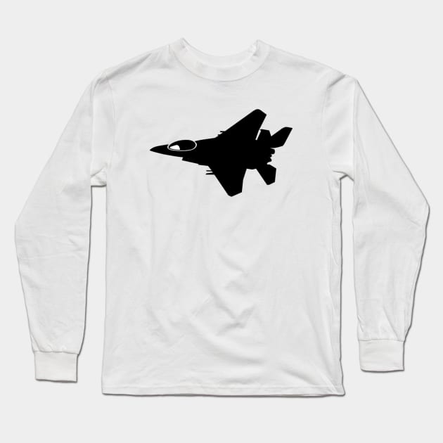 Flying Army Jet Plane Silhouette Long Sleeve T-Shirt by AustralianMate